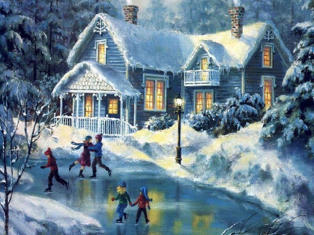 1024x768 Christmas Paintings Wallpaper Picture