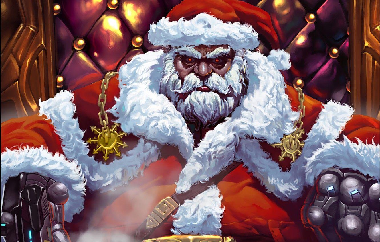1332x850 Wallpaper Winter, Figure, Christmas, Background, New year, Santa, Beard, Holiday, Santa Claus, Art, Christmas, Art, Merry Christmas, Digital Art, Santa Claus, Cyborg image for desktop, section арт