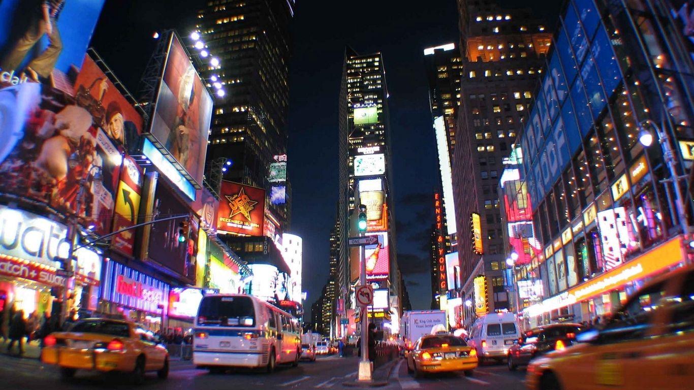 1366x768 Times Square HD Wallpaper