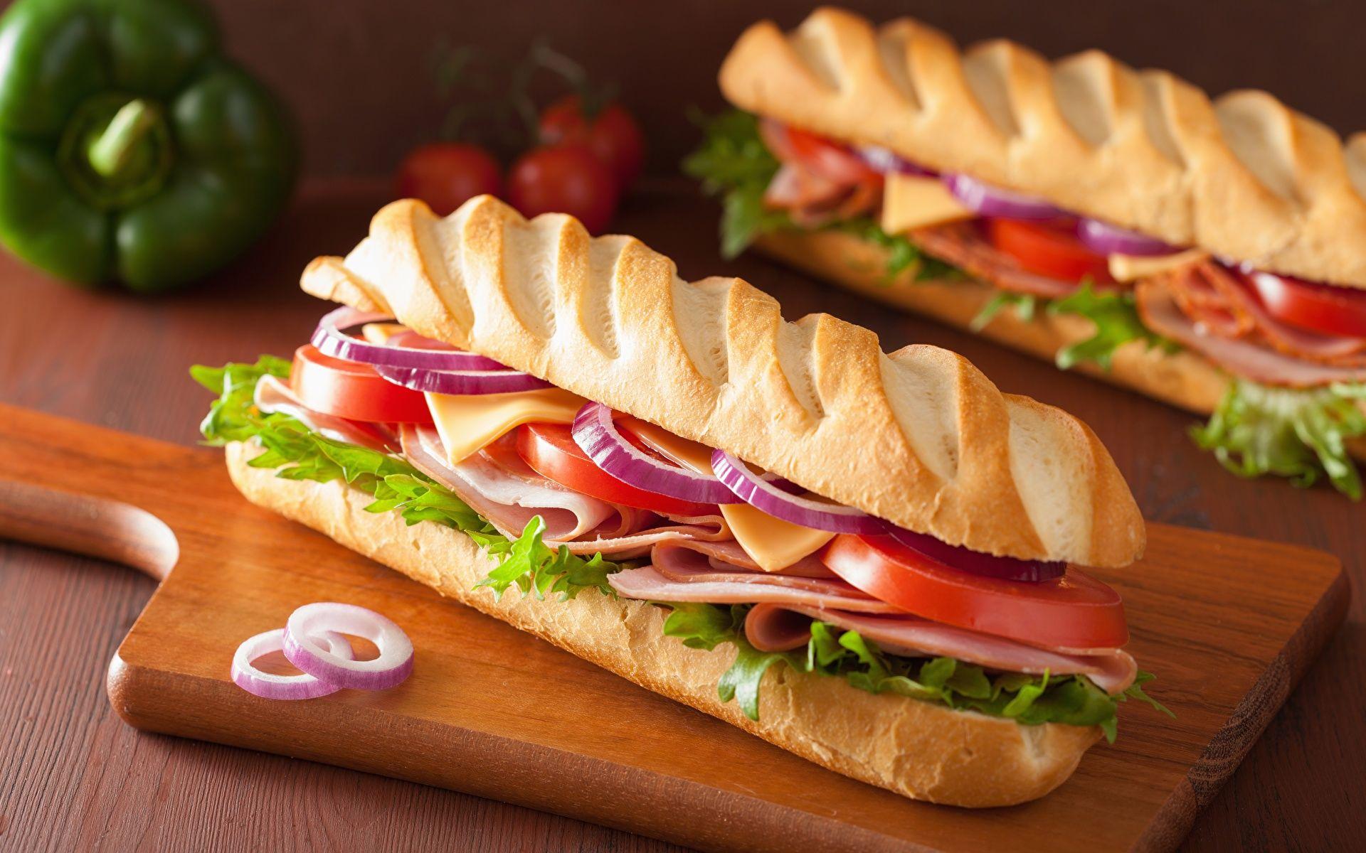 1920x1200 Photo Sandwich Tomatoes Ham Bread Food 1920x1200