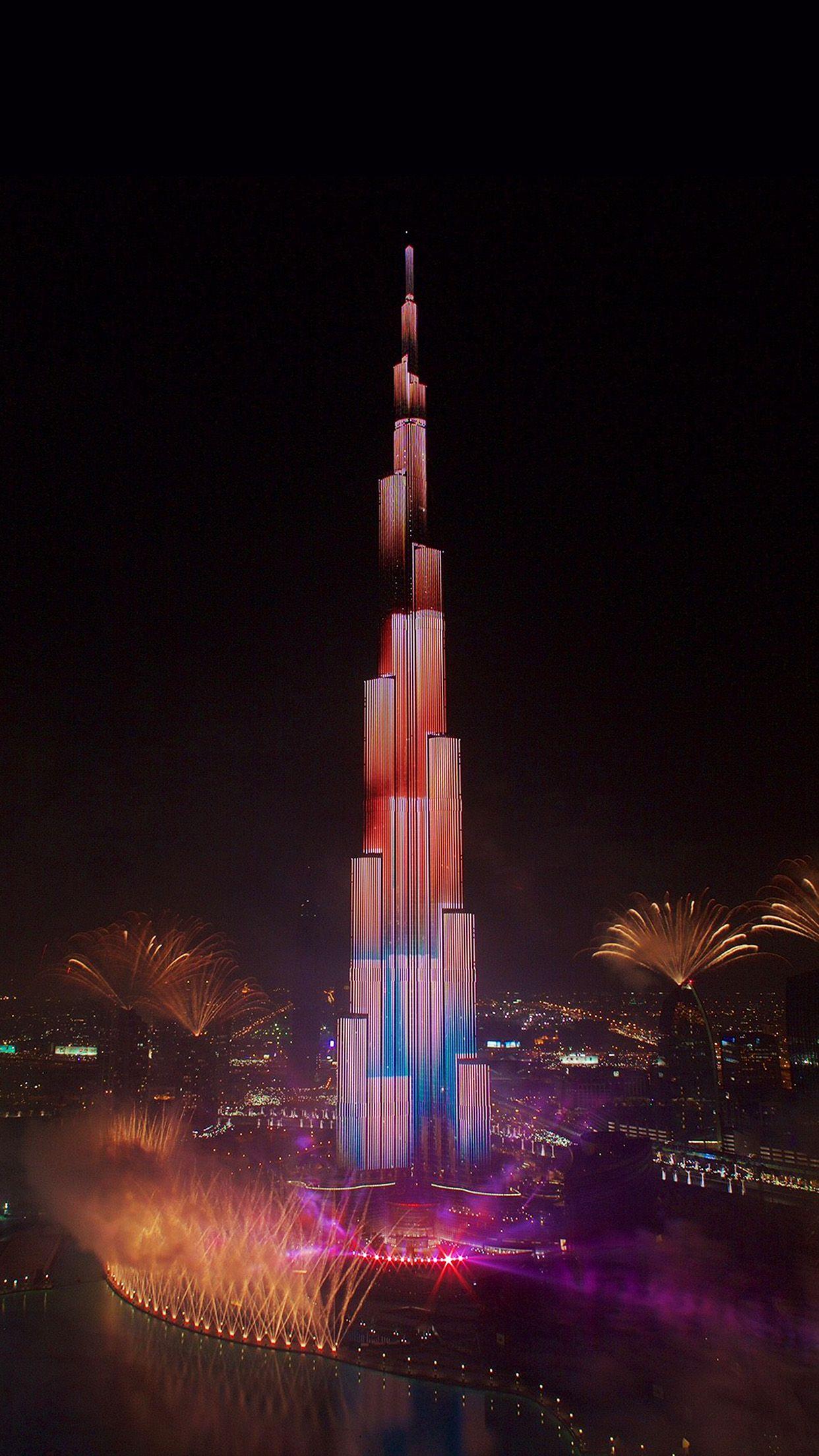 1242x2208 New Year Dubai 2018 City Night Nature Wallpaper