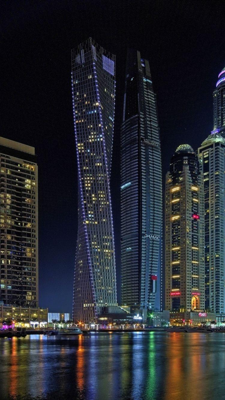 750x1334 Download Cityscape, Dubai, night, skyscraper wallpaper, 750x iphone iPhone 8