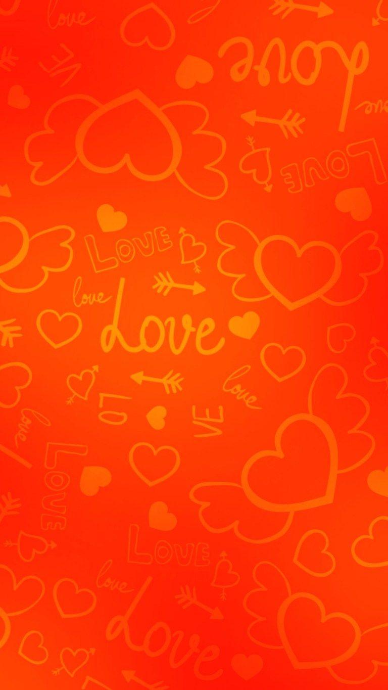 768x1365 Love and Heart Orange Beautiful iPhone Home Screen HD Wallpaper