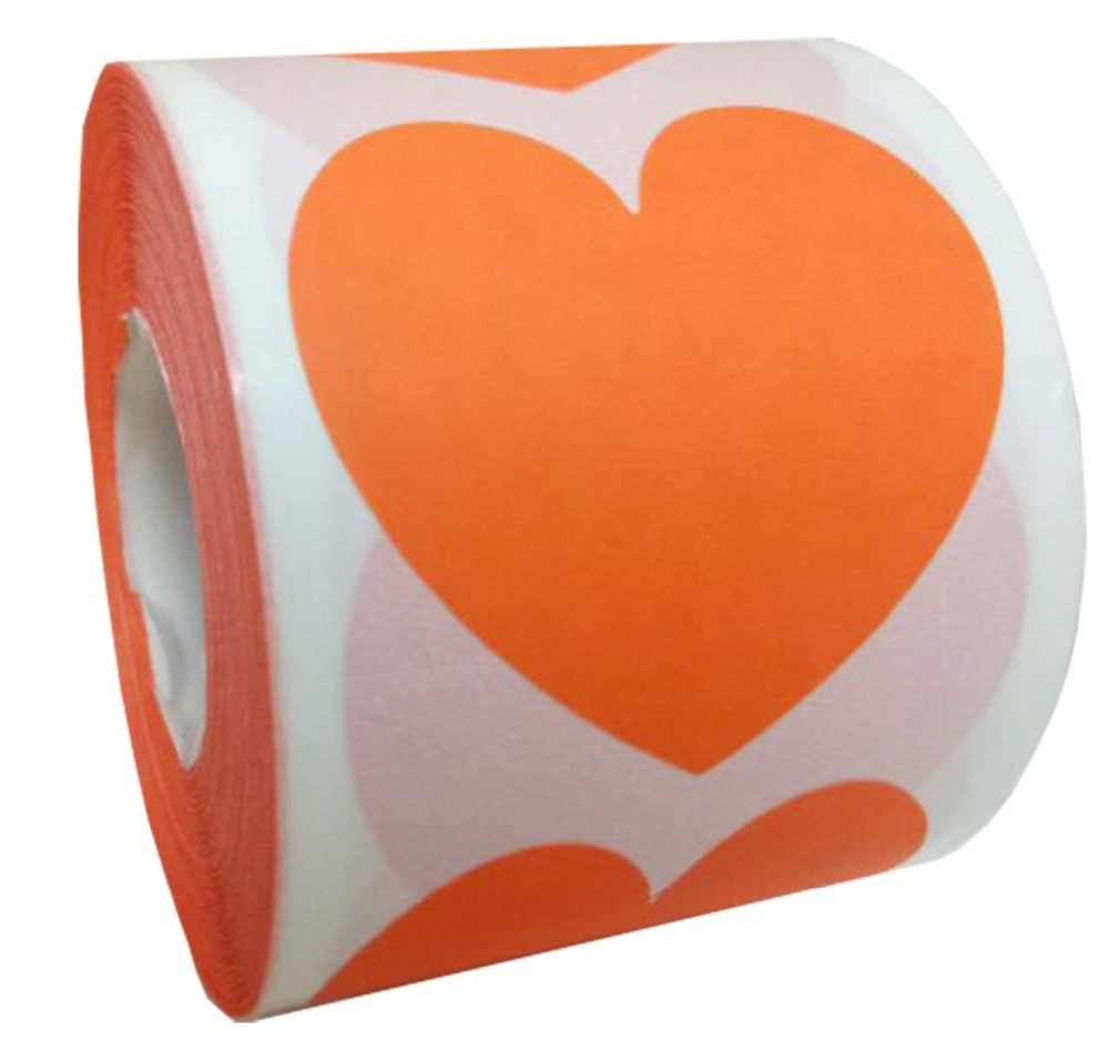 1000x939 inch Fluorescent Orange Adhesive Love Heart Crafting Scrapbooking Labels Stickers 500 per Roll. label sticker roll. sticker rollstickers a