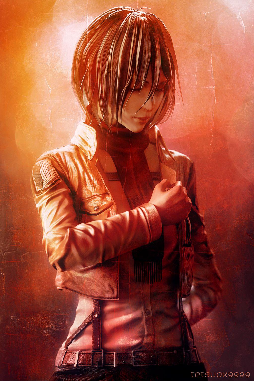 1024x1533 Mikasa Ackerman on Titan Wallpaper Anime Image Board