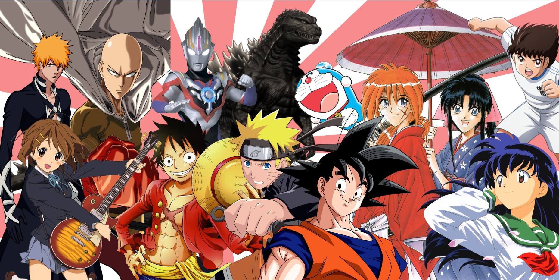 1857x929 Son Goku Samurai X Saitama One Punch Man Dragon Ball Naruto Anime Uzumaki Naruto Godzilla Doraemon K Wallpaper:1857x929