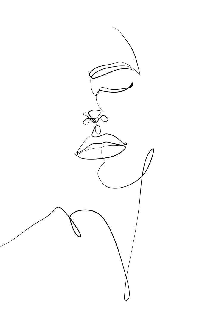 735x1102 Elegant One Line Sketches. Line art drawings, Line sketch, Face line drawing