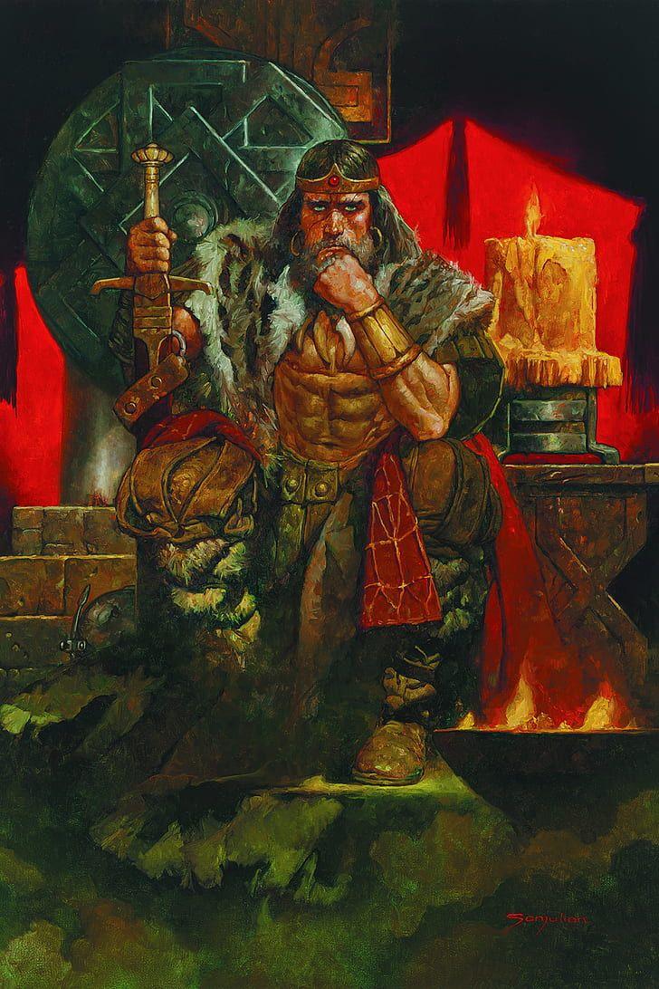 728x1092 Conan The Barbarian, Painting, Old Man Conan, HD Wallpaper Conan Sanjulian HD Wallpaper