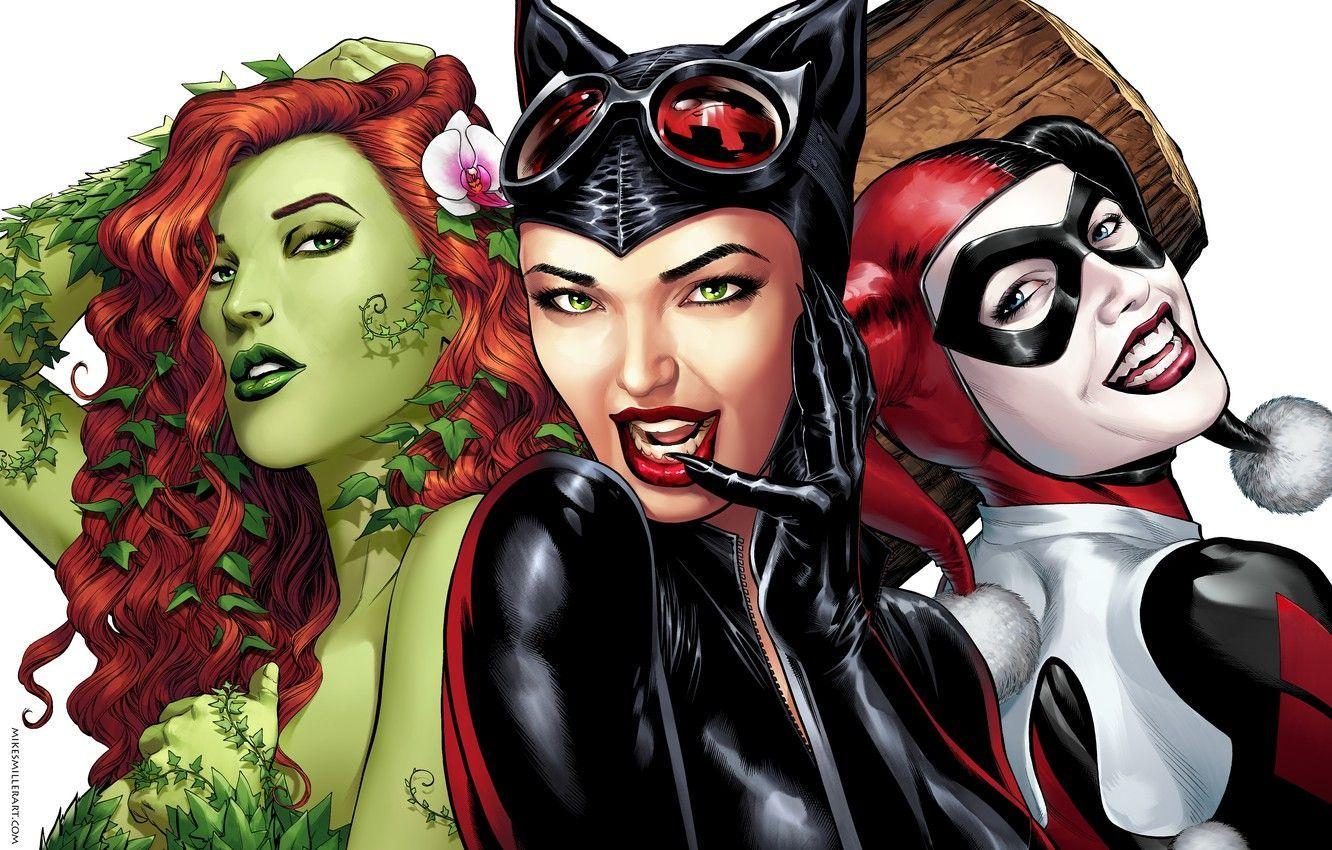 1332x850 Harley Quinn Catwoman And Poison Ivy .