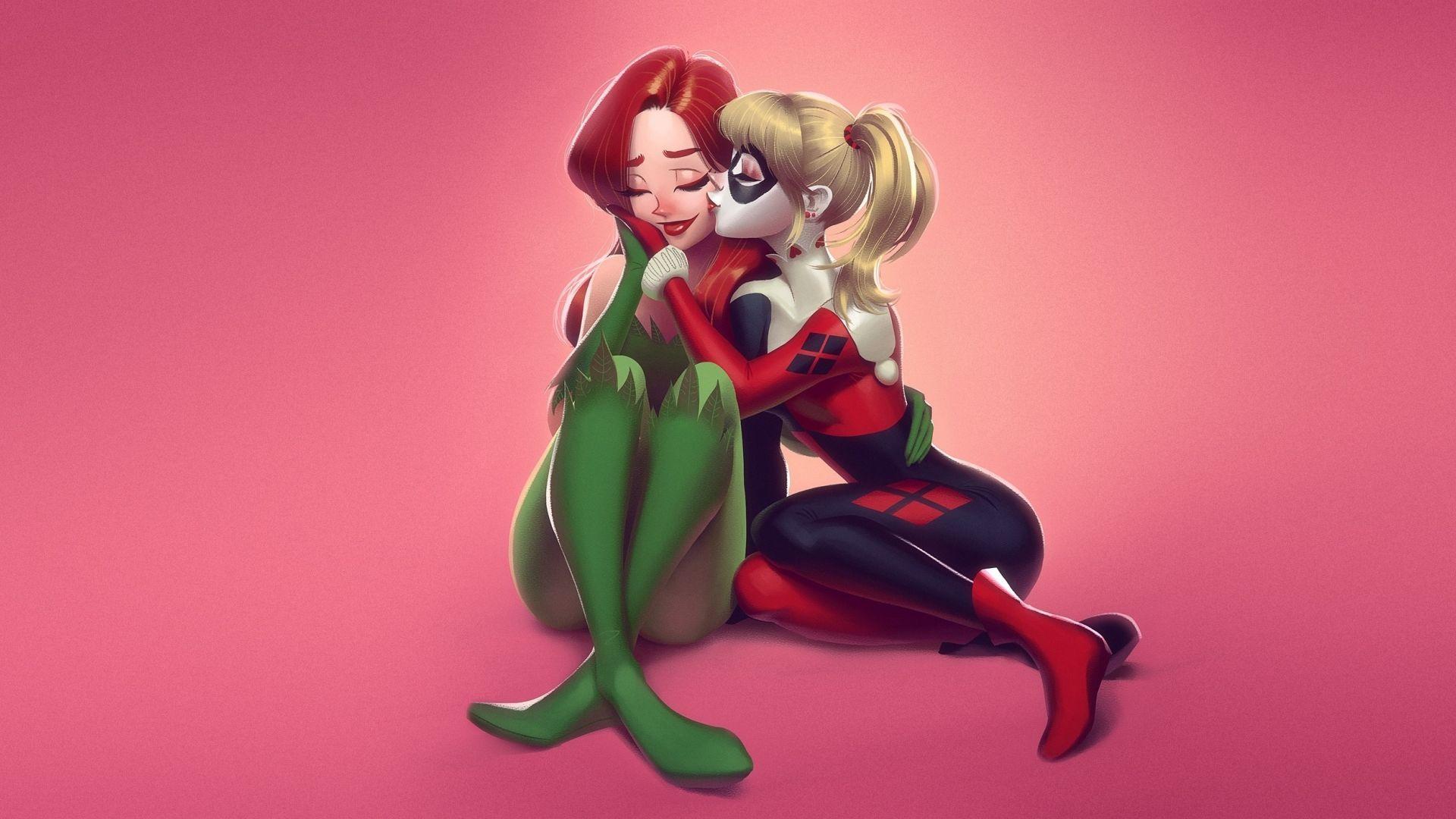 1920x1080 Desktop wallpaper friends, poison ivy, harley quinn, dc villains, art, HD image, picture, background, e02547