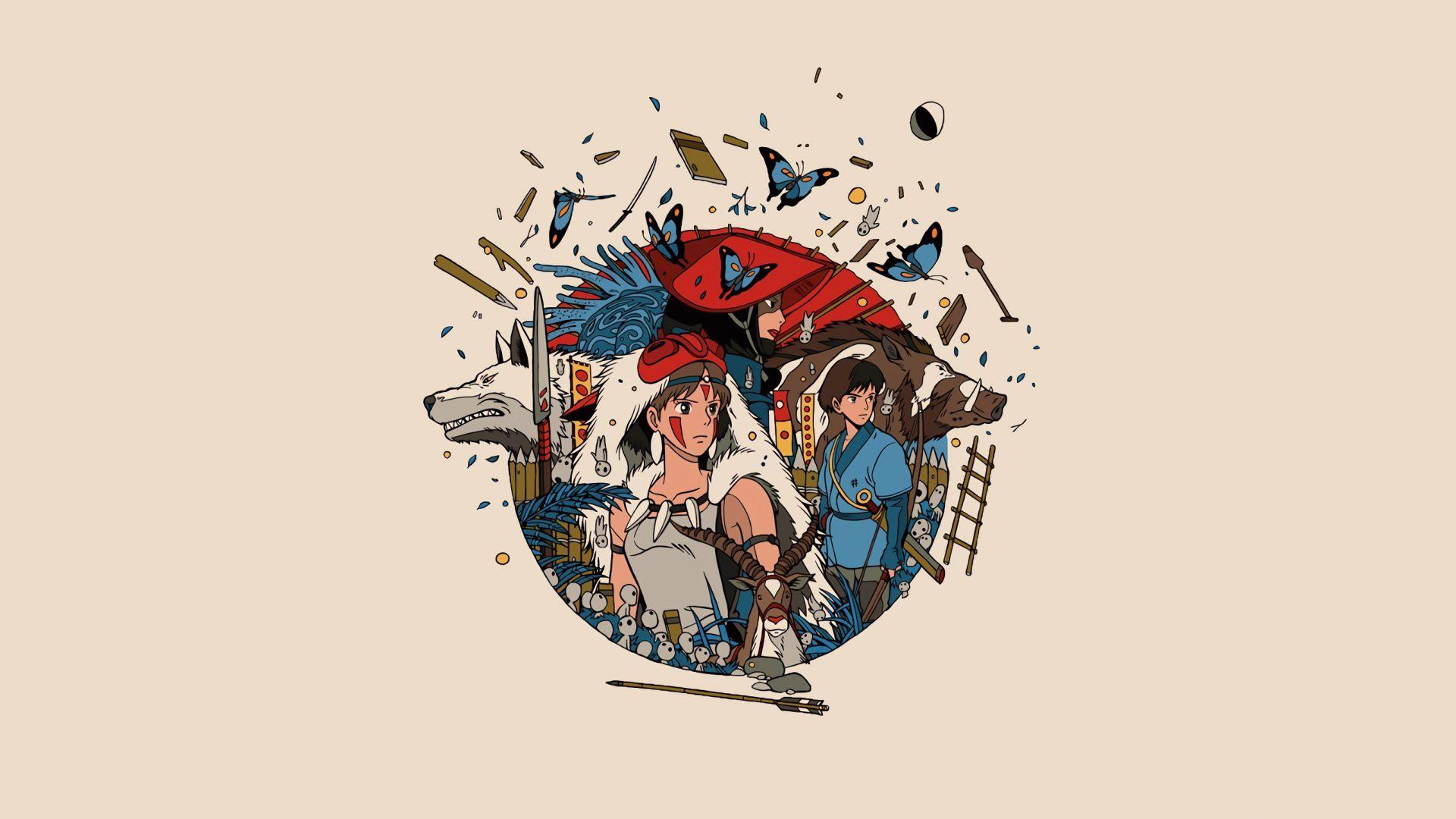 1920x1080 Desktop Wallpaper Minimal, Anime, Princess Mononoke, HD Image, Picture, Background, C4eea2