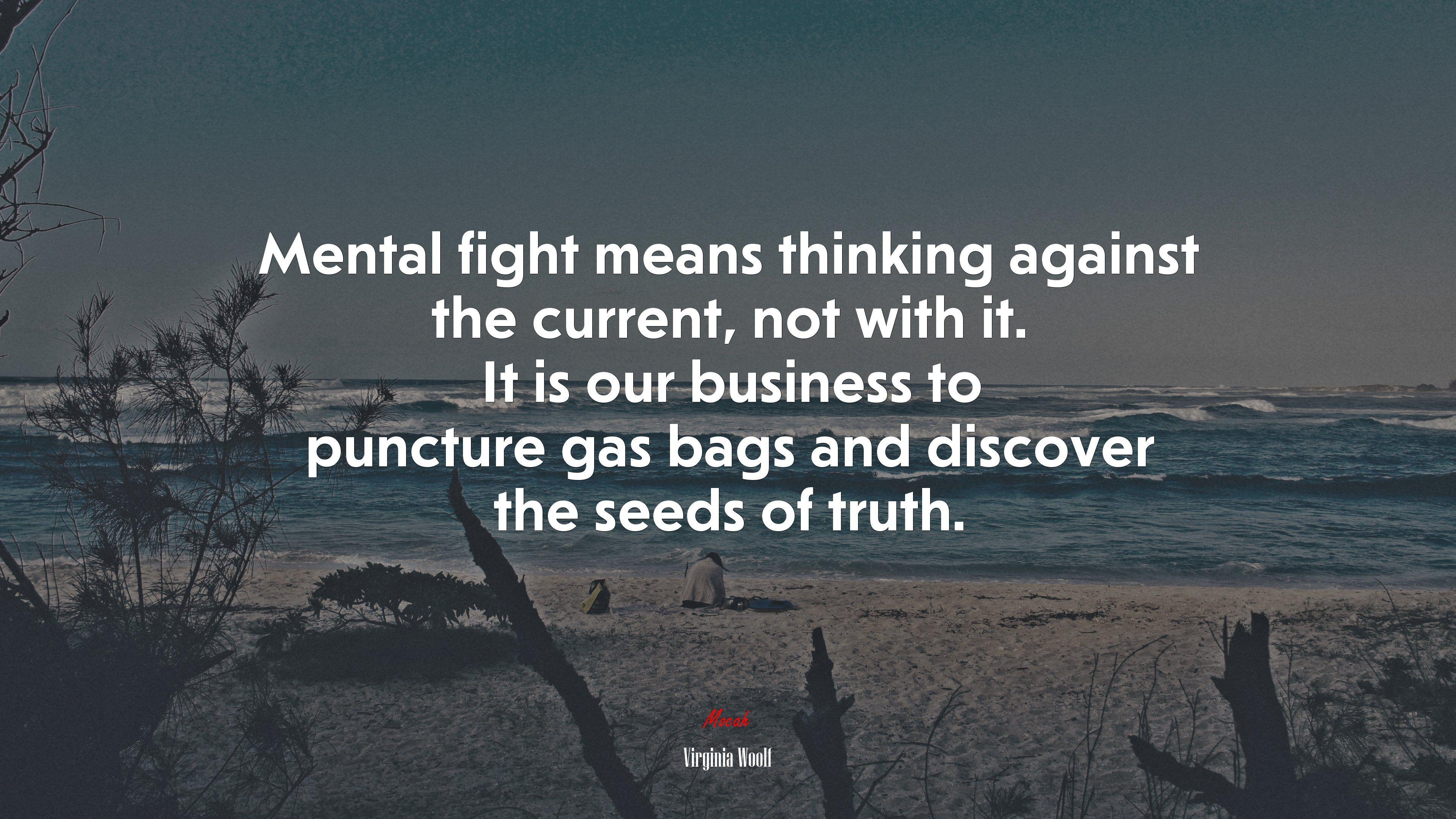 3840x2160 Thinking is my fighting. Virginia Woolf quote, 4k wallpaper