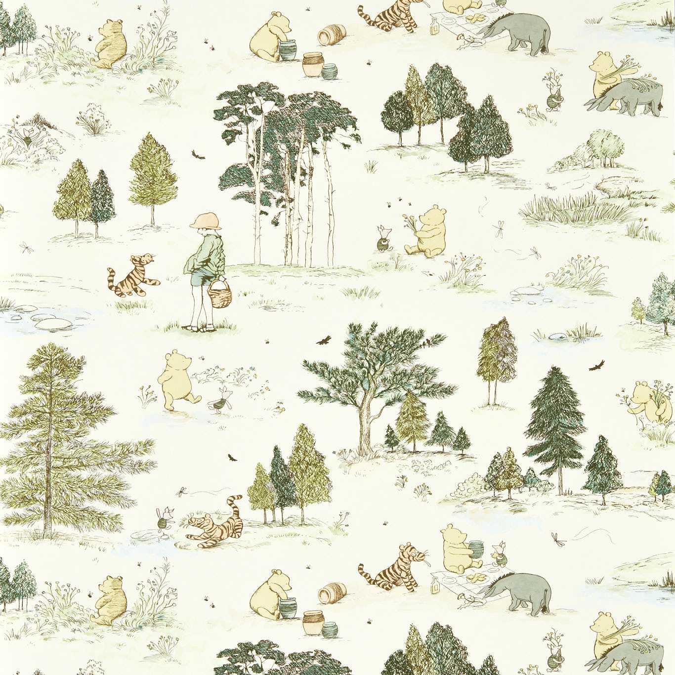1366x1366 Winnie The Pooh Macaron Green
