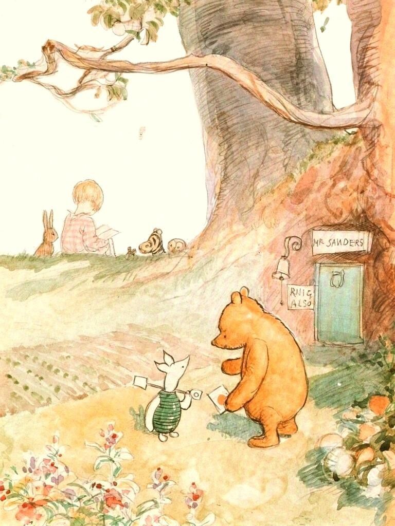 768x1024 Winnie the Pooh and Piglet by E.H. Shepard