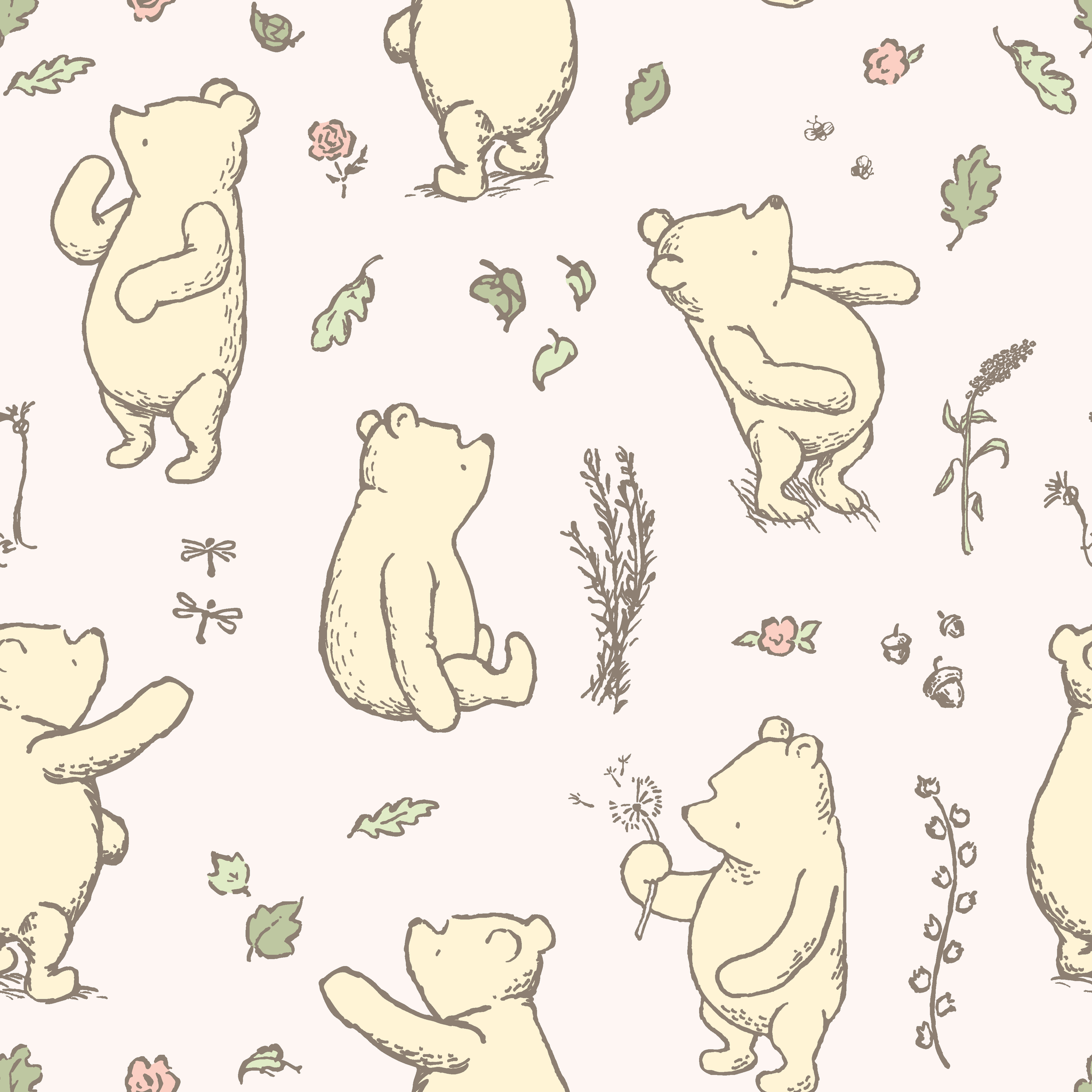 2048x2048 Classic Pooh Seamless File Disney Winnie The Pooh Leaves Peel Stick Wallpaper