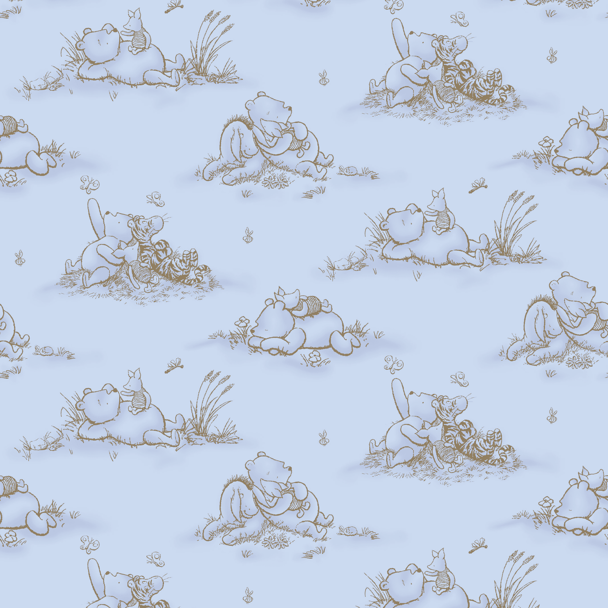 2048x2048 Winnie The Pooh Illustrated Png Disney Winnie The Pooh Classic Sketch Blue Peel Stick Wallpaper