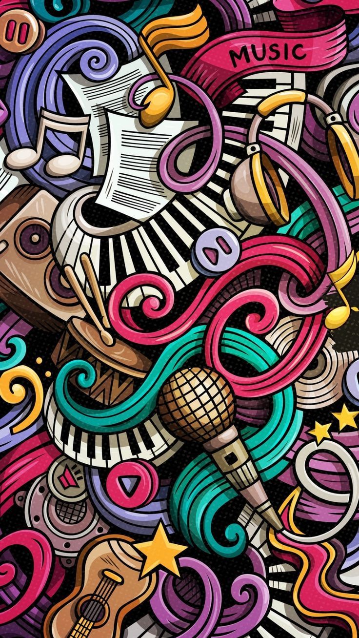 736x1307 Music Doodle Wallpaper Free HD Wallpaper