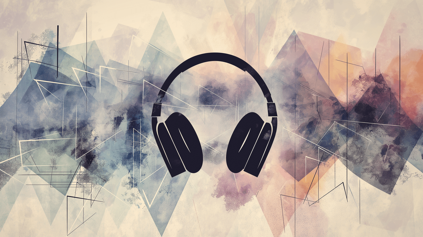 1600x897 Music Mural Wallpaper. Headphones on Colorful Background