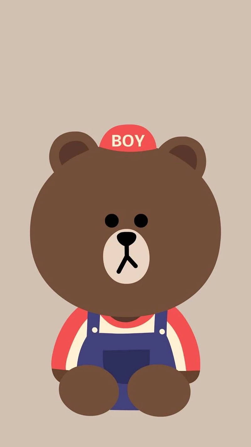 800x1422 Brown Minimalist Art Line Friends, Brown Bear Cartoon, HD phone wallpaper