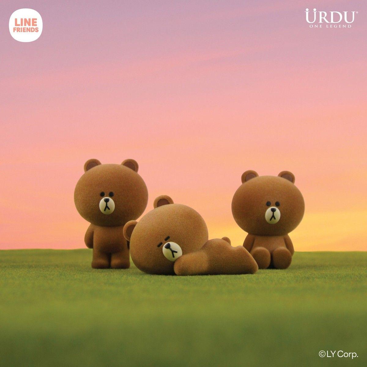 1200x1200 Line Friends Meet URDU Flocking Series Brown Set Of 6 Pcs w/ Different Style