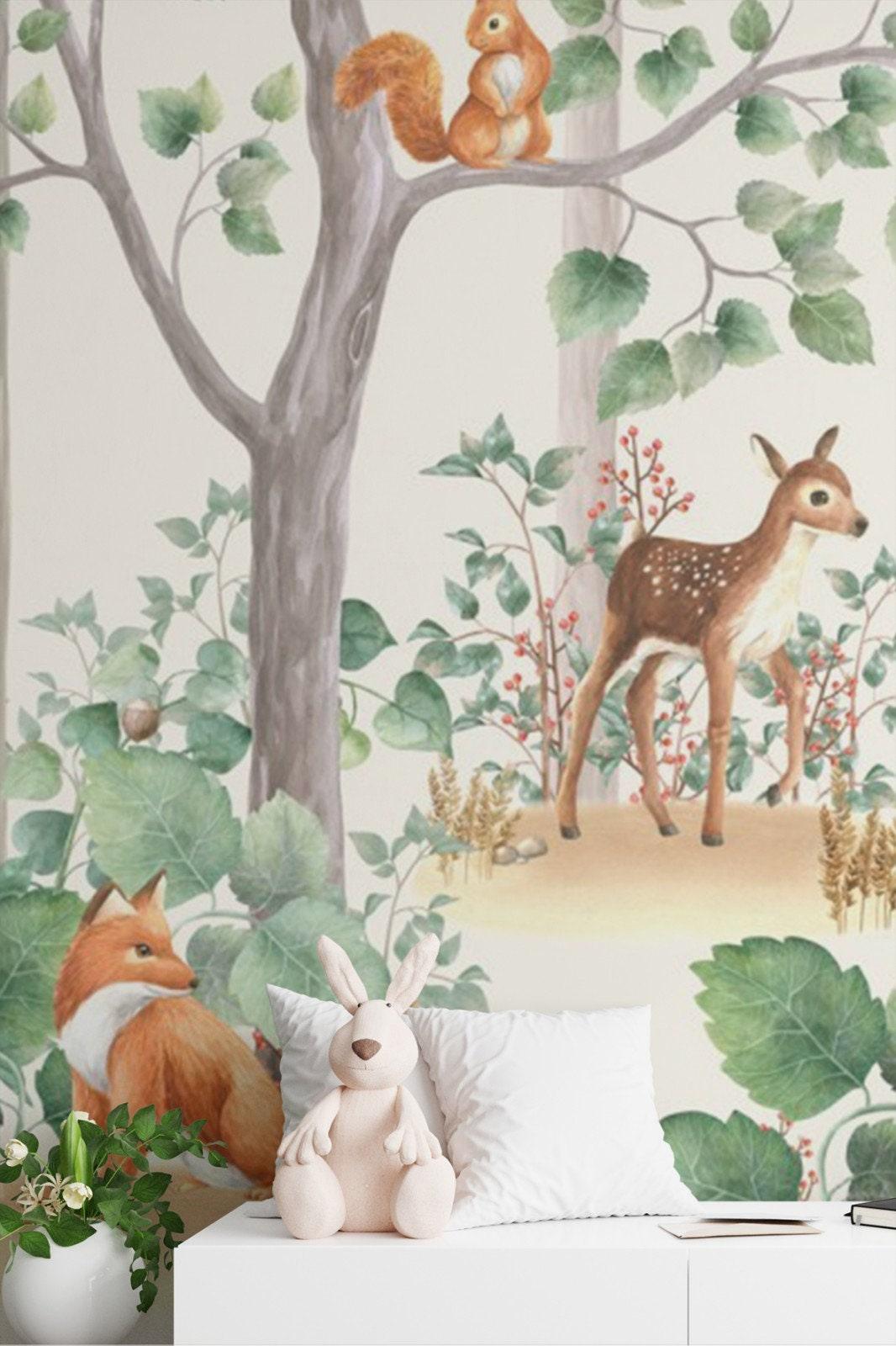 1066x1600 Kids Room Forest Wallpaper Woodland animals Wall Mural Fairy wallpaper Nursery wall mural