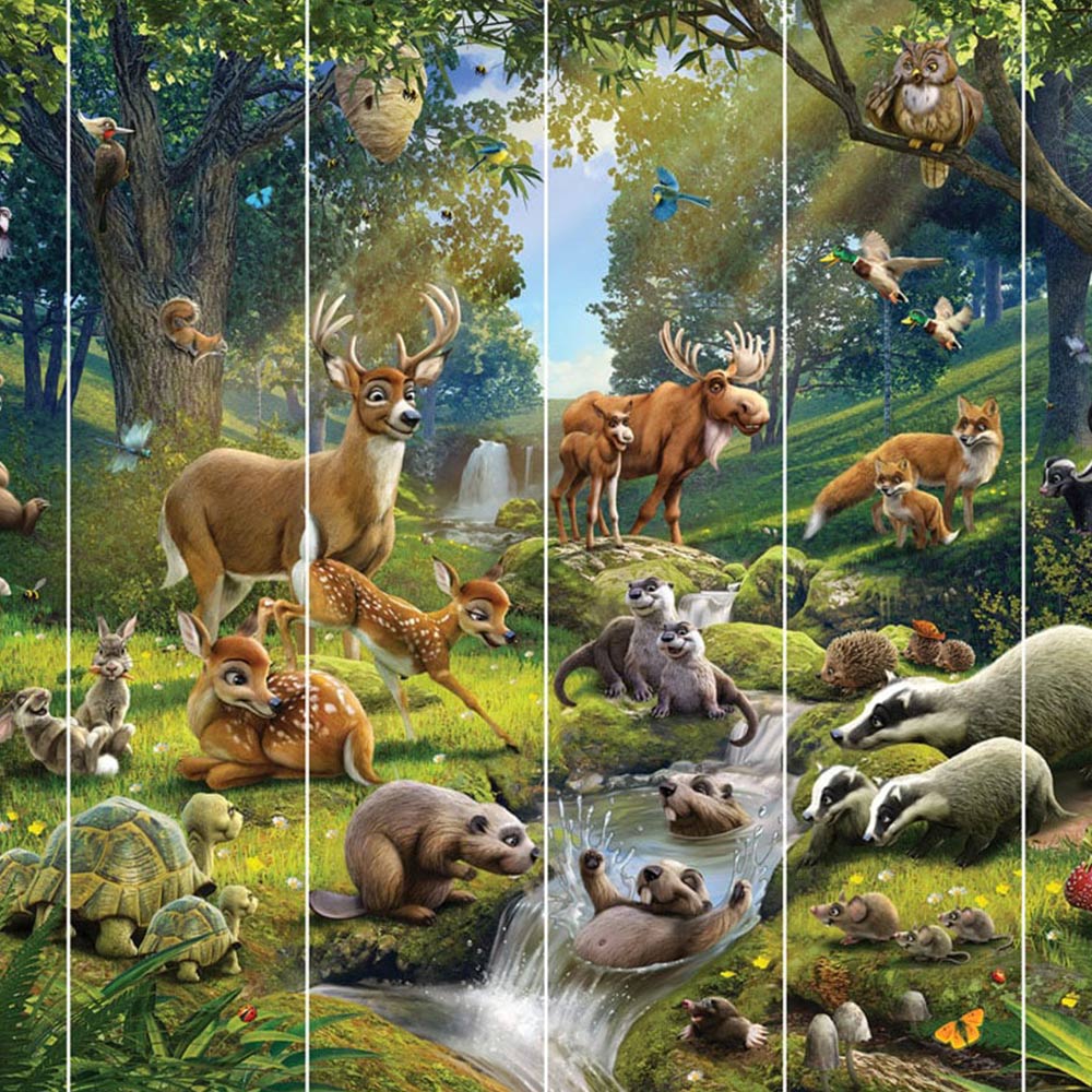 1000x1000 Forest Art With Animals Forest Wallpaper Nursery Forest Animals In Fall Kvilis