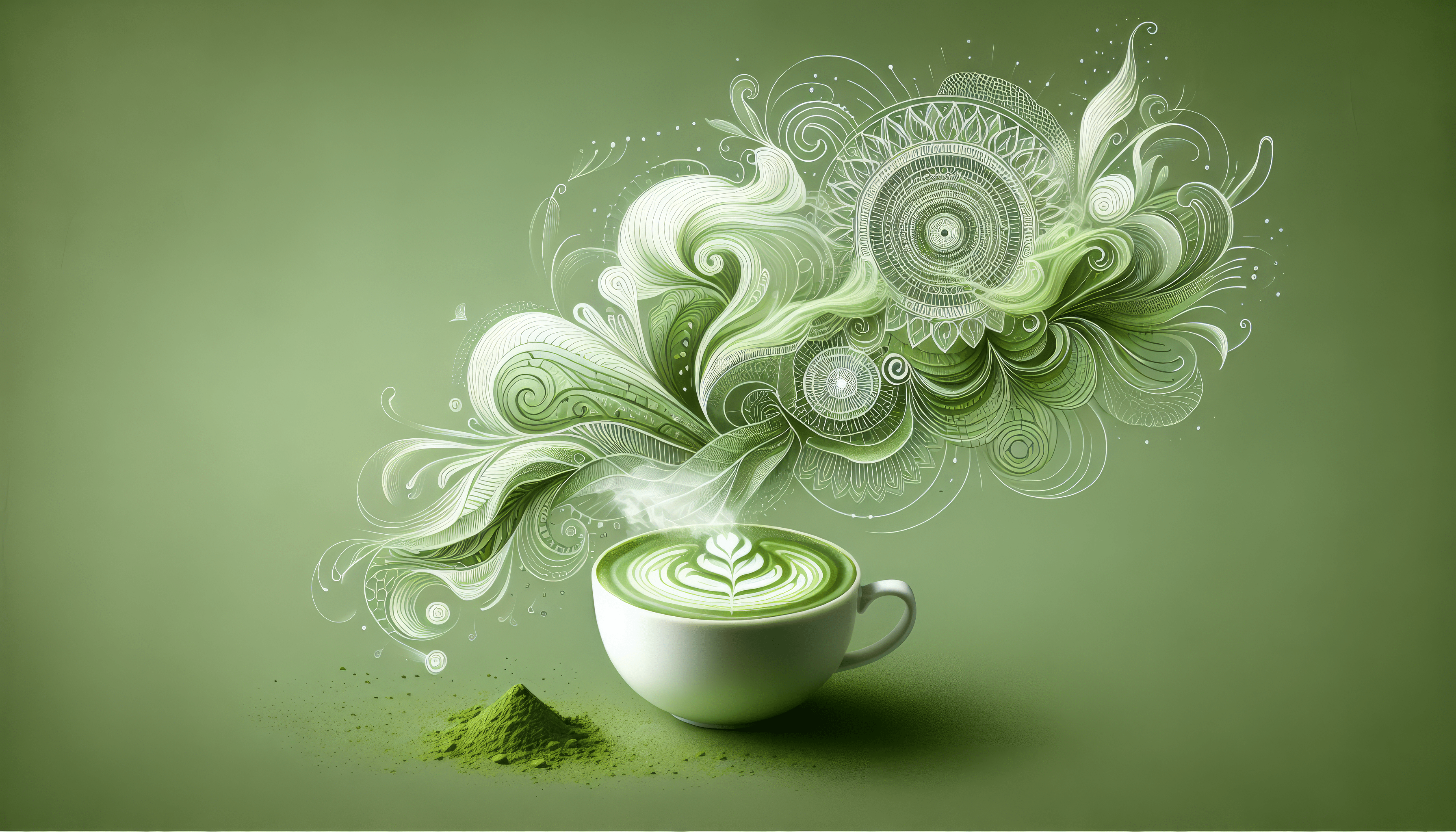 3584x2048 Green Tea Latte Artistic Wallpaper Desktop Background