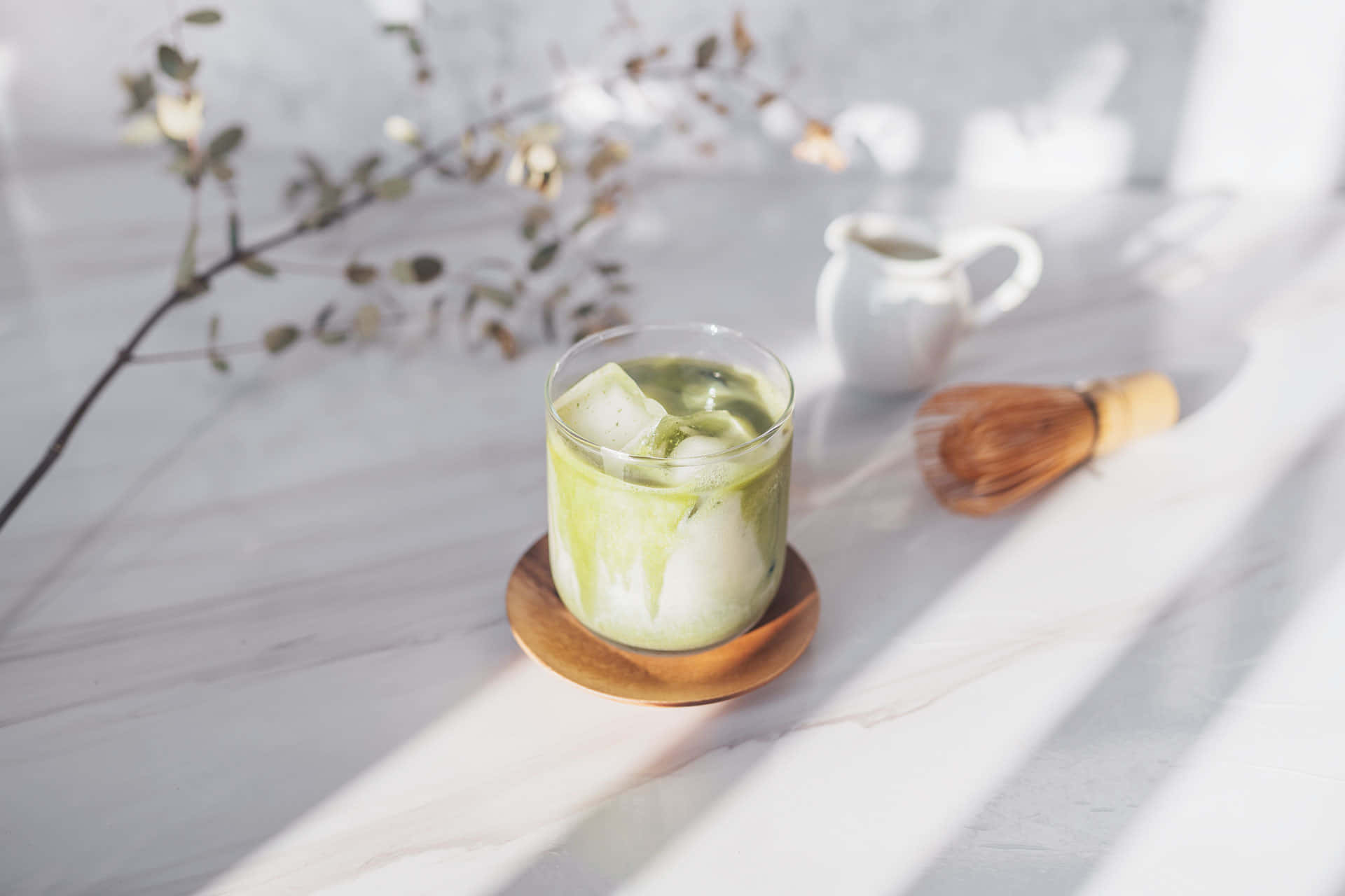 1920x1280 Download Matcha Iced Latte Aesthetic Wallpaper
