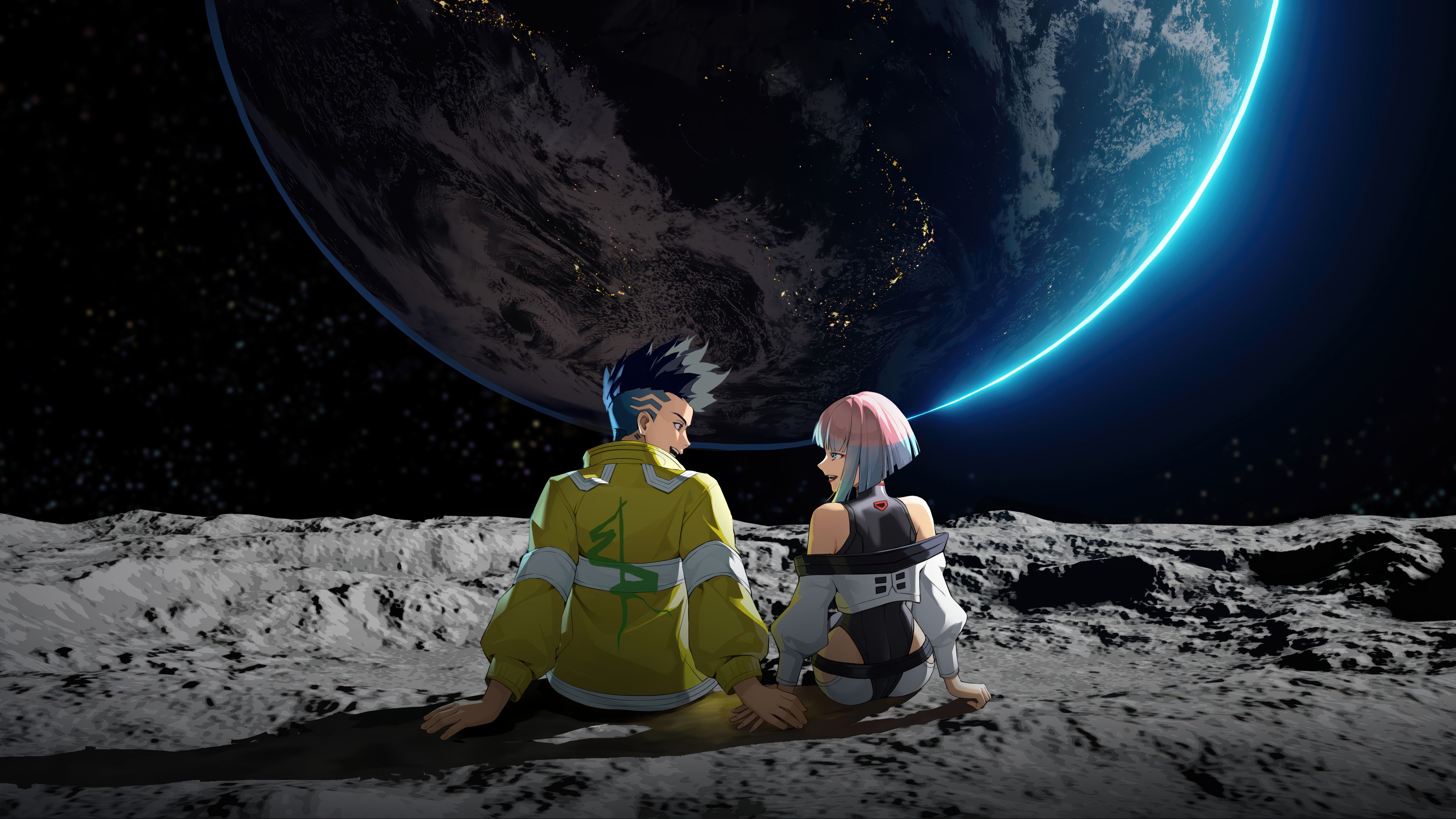 3840x2160 Cyberpunk Edge Runners 4K Wallpaper PC HD Moon Earth Lucy David