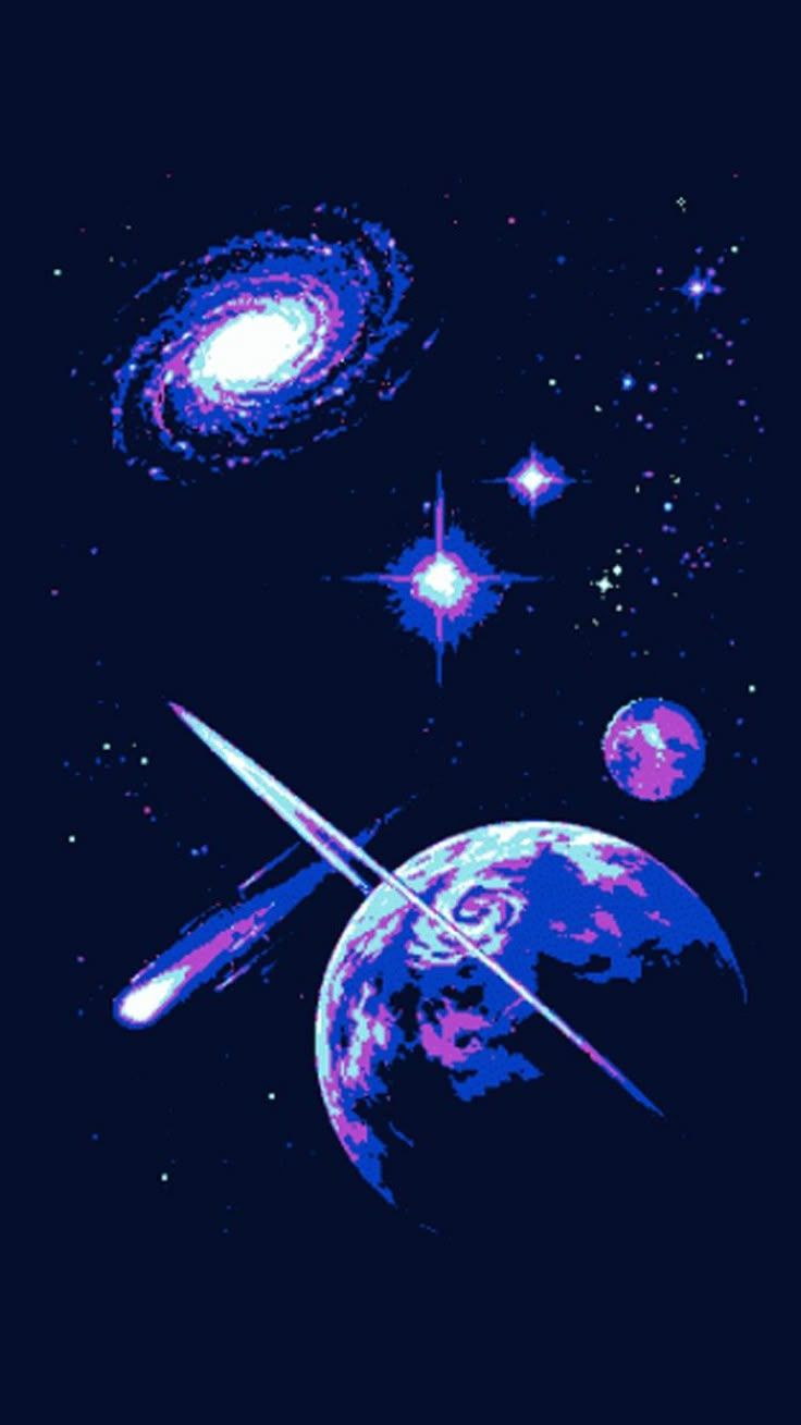 736x1309 Pixel Space Wallpaper and Satellites in Outer Space. Galaxy pixel art design, Pixel art