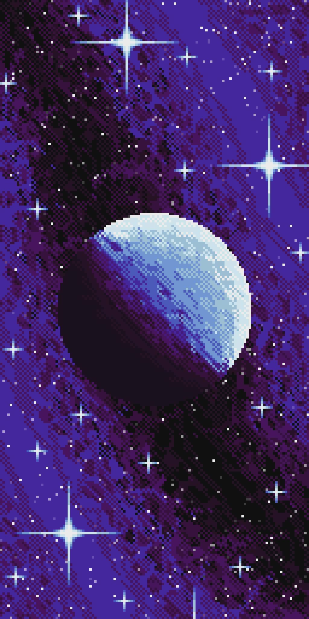 1024x2048 Free Retro Space Pixel Art Wallpaper