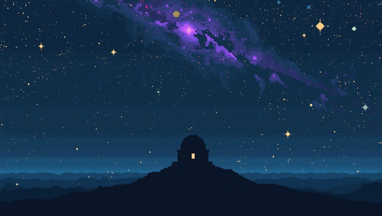 1472x832 Download Stargazing Pixel Art Image, Art, Space