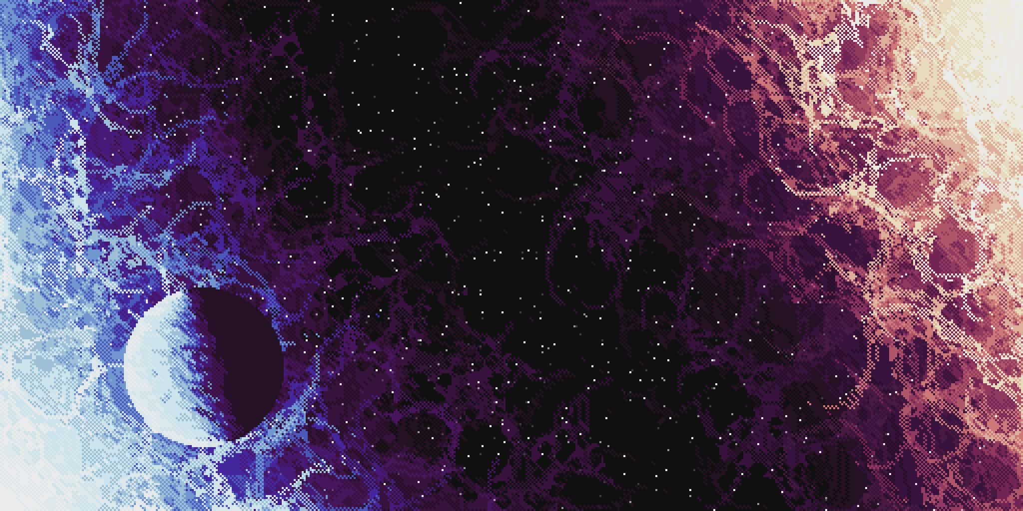 2048x1024 Free Retro Space Pixel Art Wallpaper