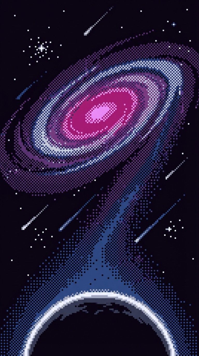 768x1376 Download Cosmic Pixel Journey Image, Galaxy, Pixel
