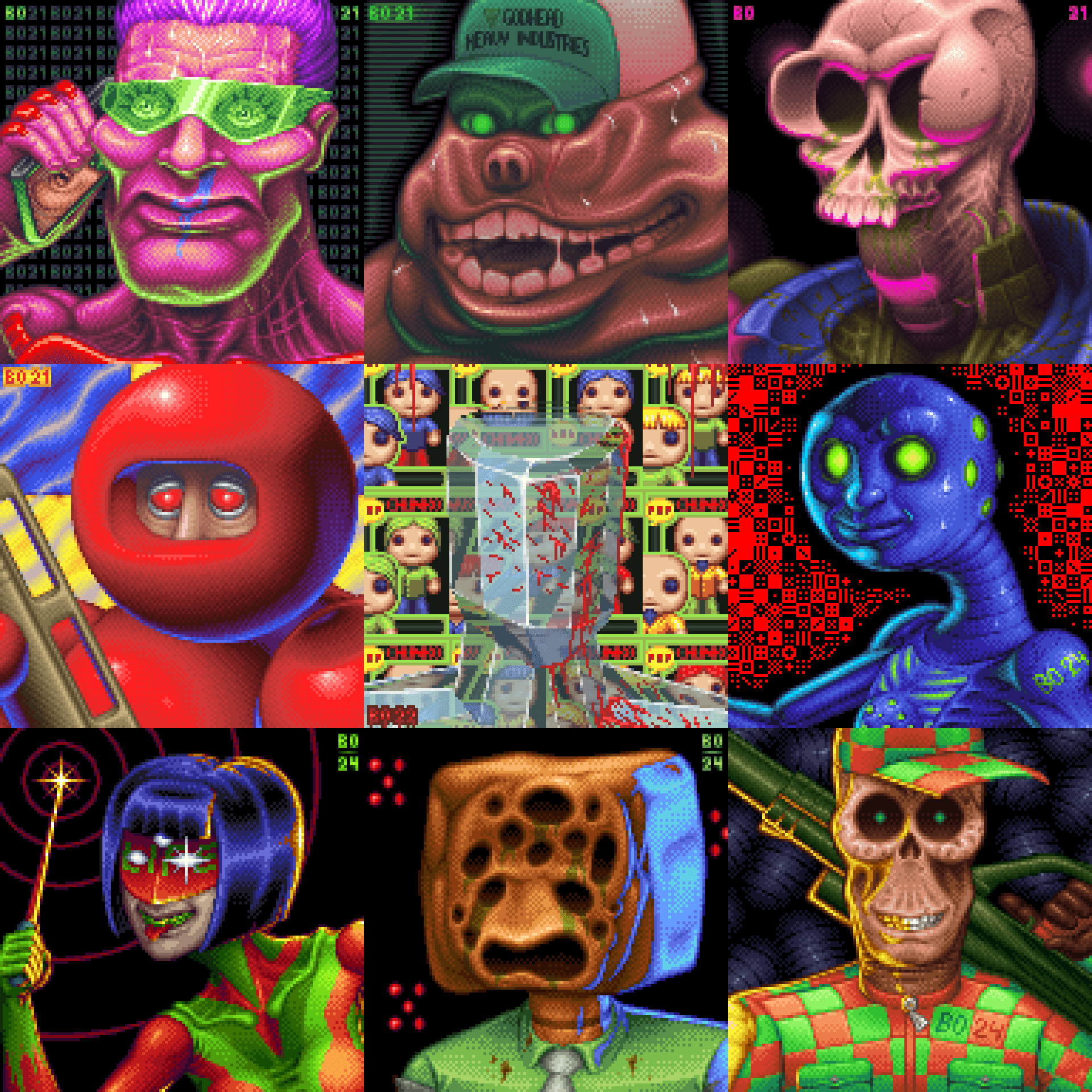 1920x1920 Gotta catch em all! (All my Cruelty Squad fanart.)