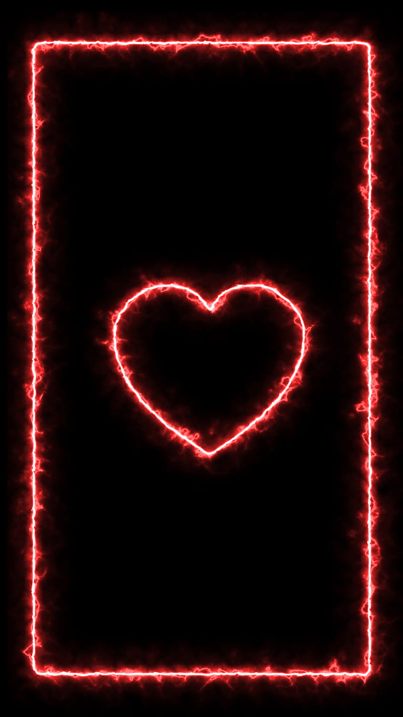 800x1422 LOVE FRAME, black, frame, light, love, neon, red, valentine, valentines, HD phone wallpaper