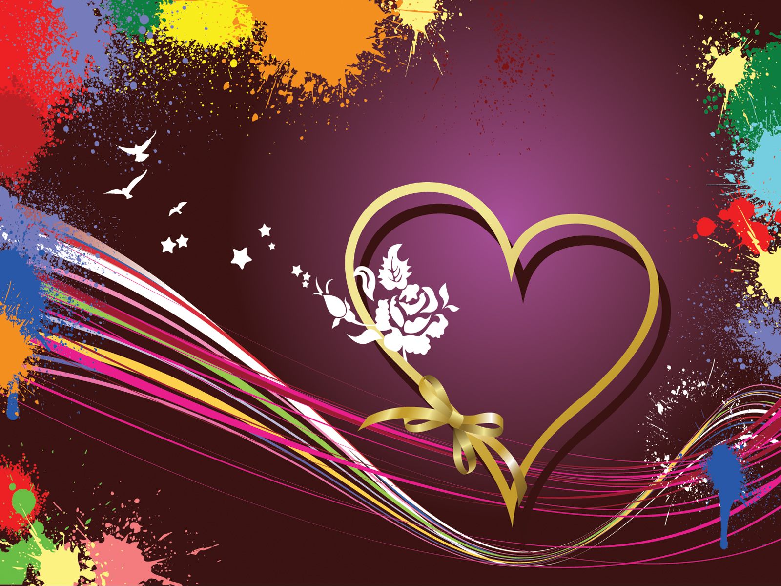 1600x1200 Flowers Love Frame Powerpoint Templates, Brown, Flowers, Orange, Red Background