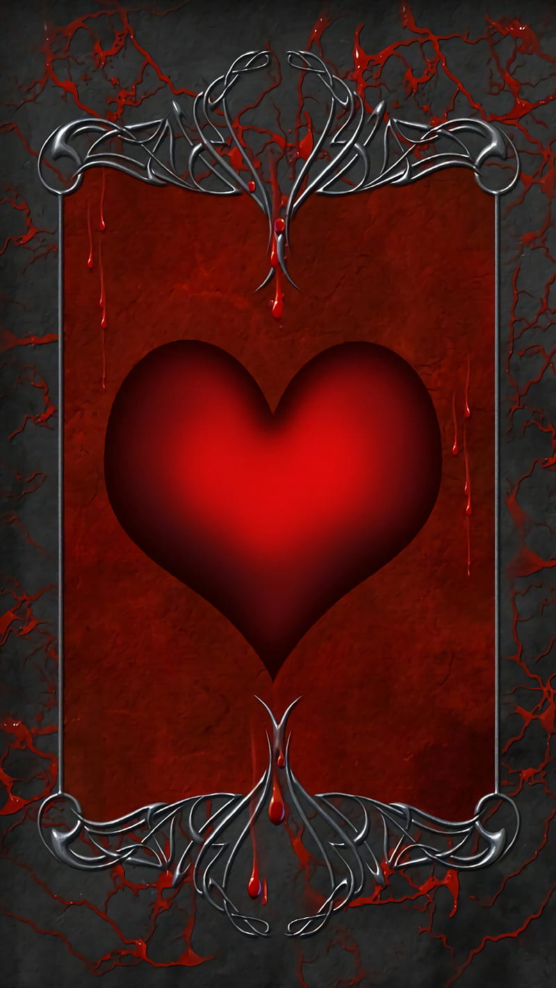 800x1422 Framed Heart, blood, frame, gray, red, HD phone wallpaper