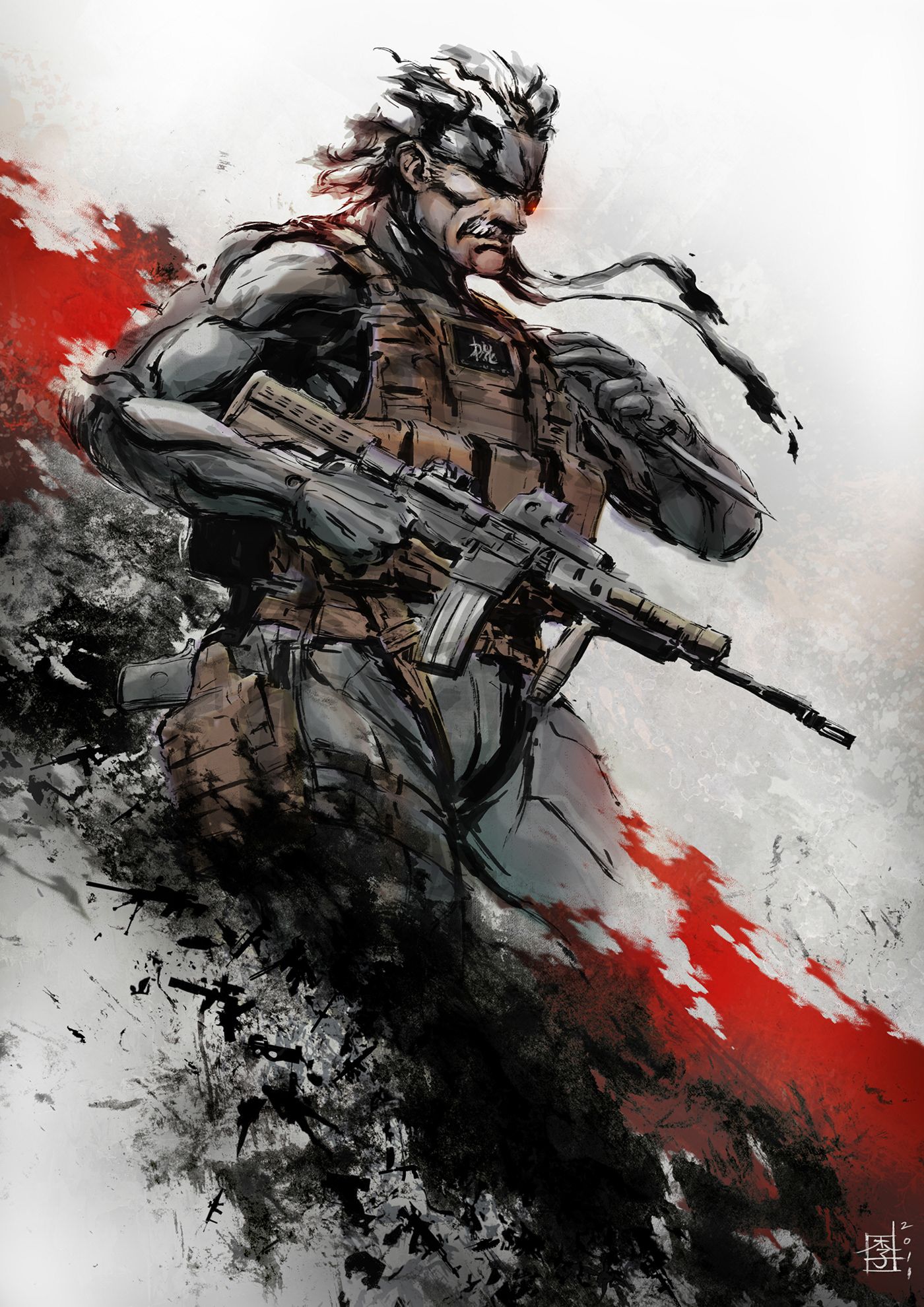 1400x1980 Fanart of Old Snake from Metal Gear Solid 4 Metal Gear Solid, Old Snake is copyright Konami (6). Image - Behance