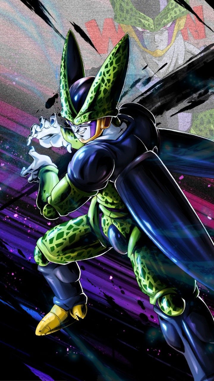 720x1280 Cartoon character with green and black colors. Perfect cell background, Cell dbz wallpaper, Perfect cell wallpaper