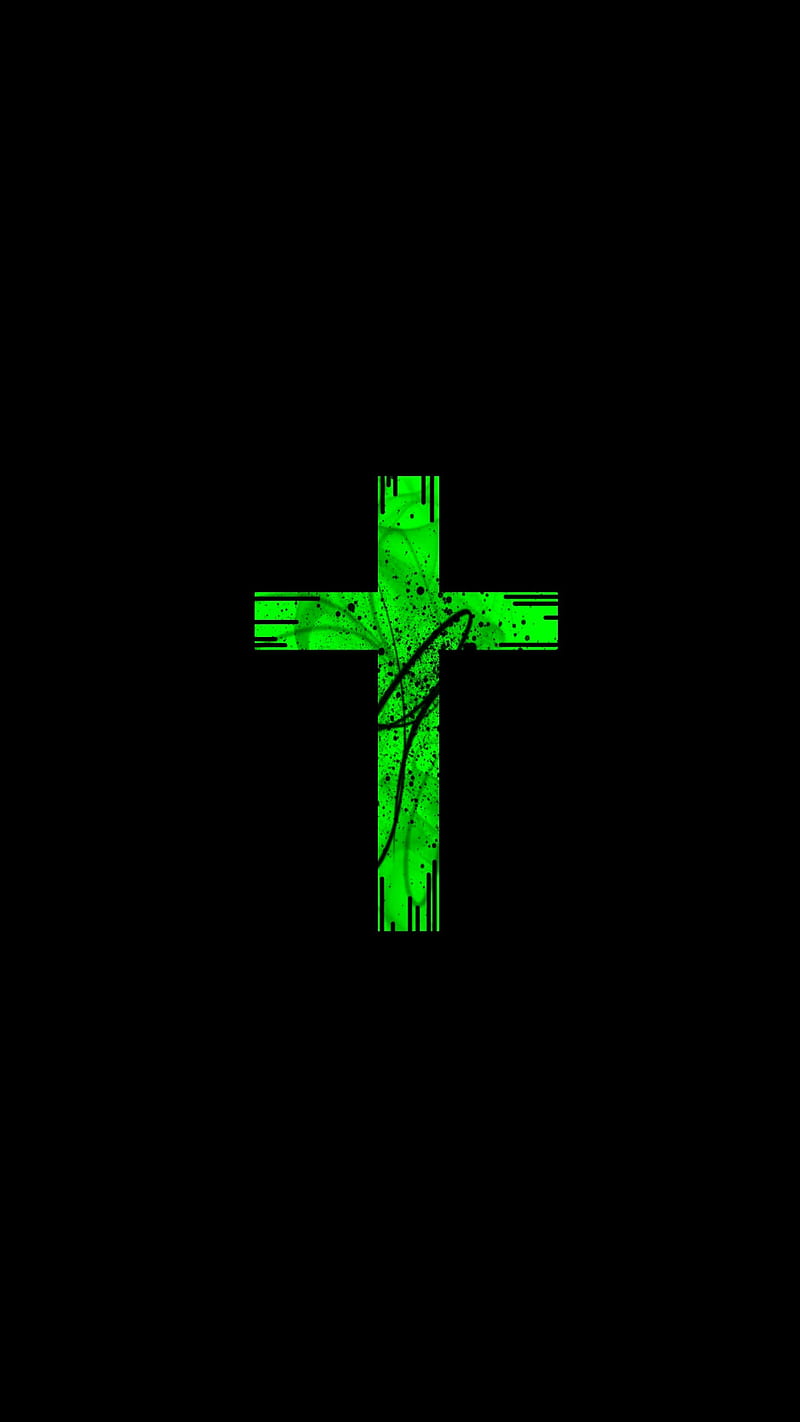 800x1422 Green Cross, christan, cool, glow, god, HD phone wallpaper
