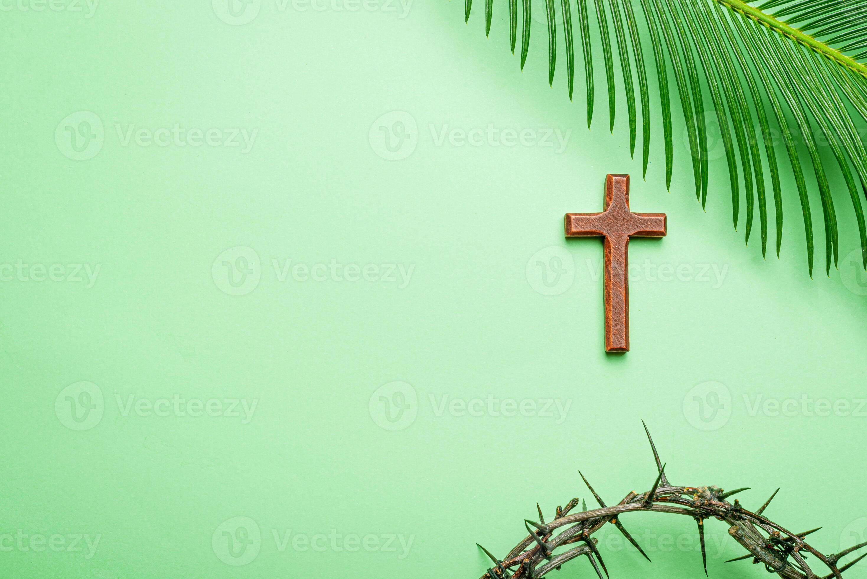 2936x1960 Palm Sunday, Holy Week or Easter template on green