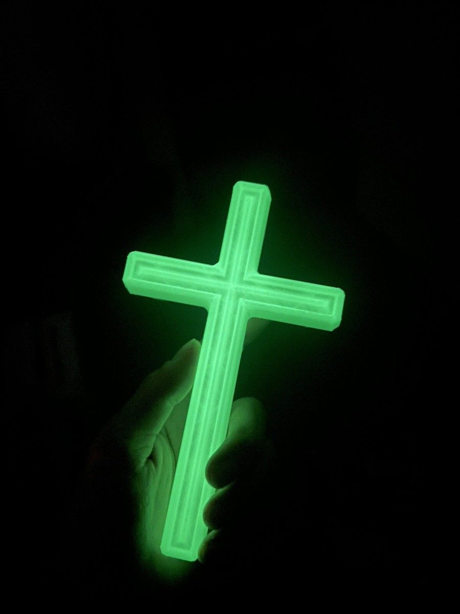 900x1200 Glow In The Dark Christian Crossmm, Green Or Blue: 3D PLA ✝ (2 PACK)