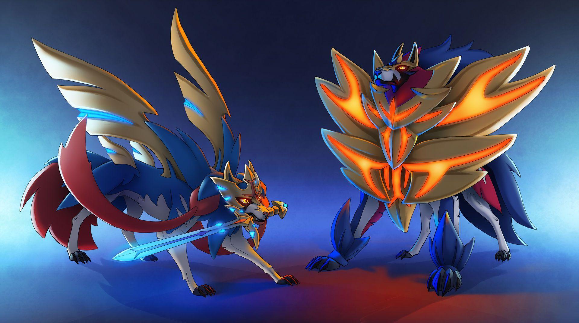 1920x1073 Zacian and Zamazenta. Pokemon alola, Pokemon art, Pokemon