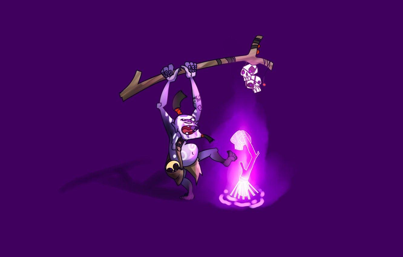 1332x850 Wallpaper dance, art, skull, staff, chibi, Dota Witch Doctor image for desktop, section игры