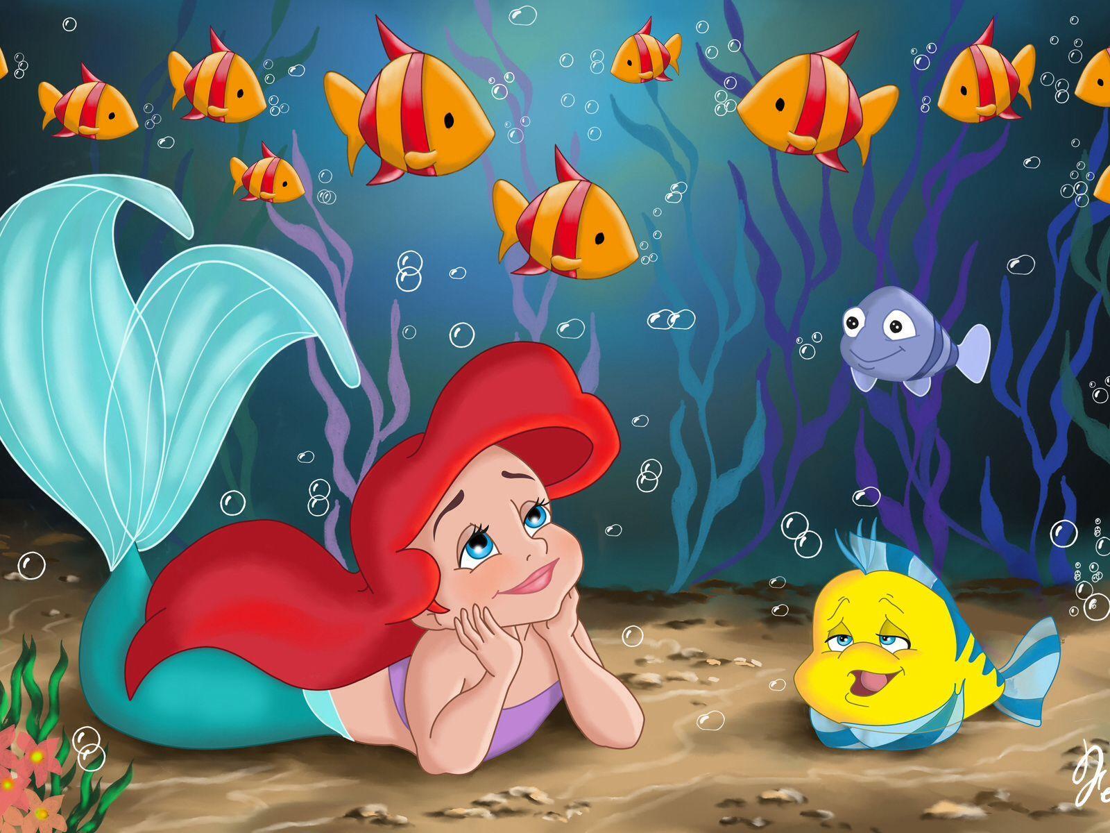 1600x1200 Aerial and flounder. Disney princess fan art, Little mermaid wallpaper, Mermaid wallpaper
