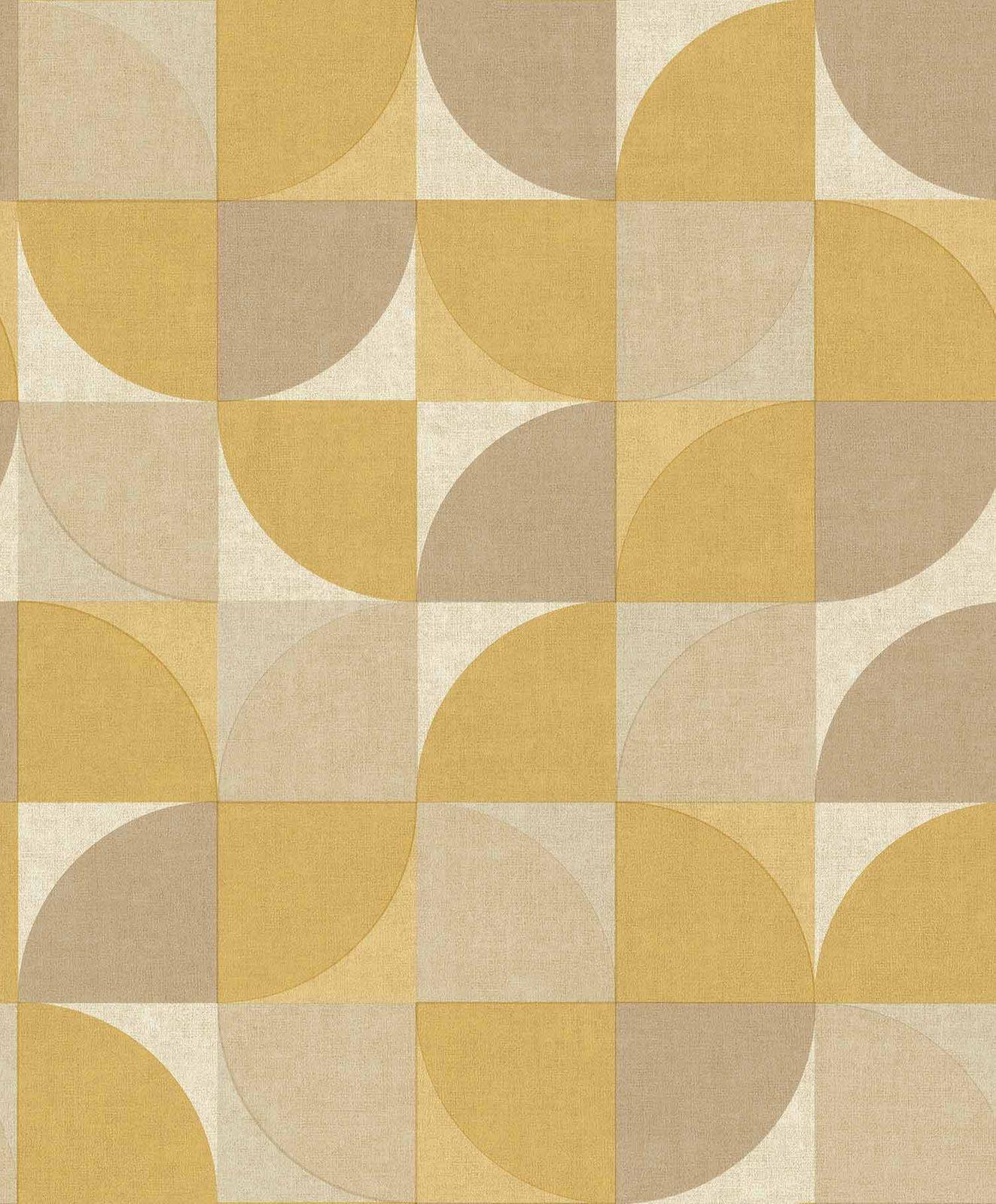 1323x1600 Vinyl Wallpaper Retro yellow brown beige GranDeco IW3403