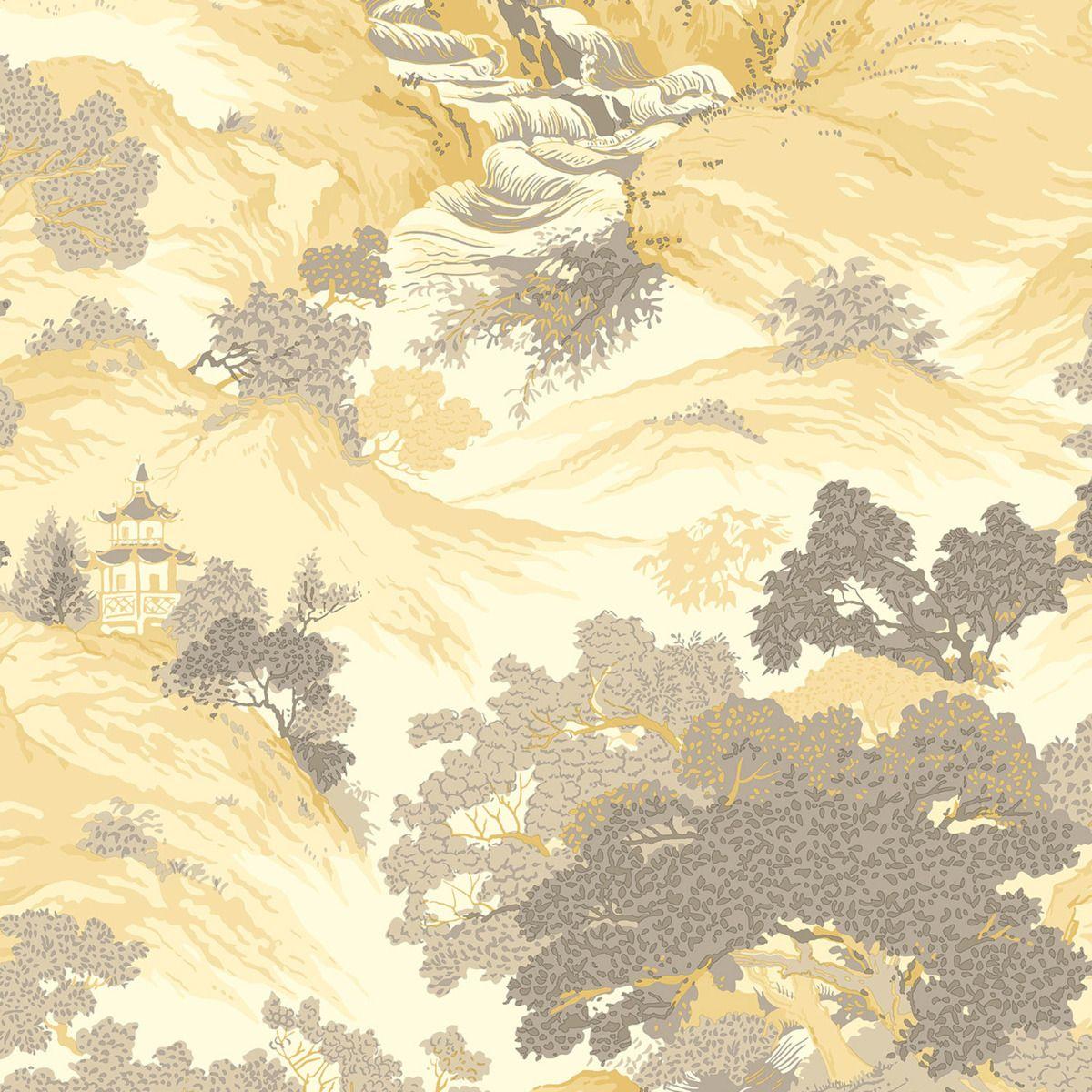 1200x1200 Crown Archives Oriental Landscape Wallpaper Yellow M1192