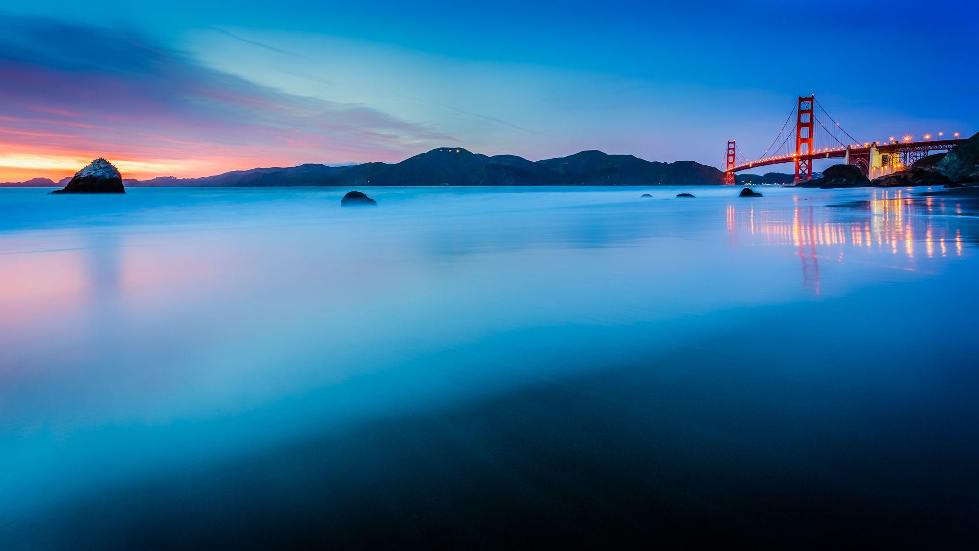1920x1080 USA California San Francisco Golden Gate Bridge beaches timelapse ocean sea bay architecture bridges sunset sunrise landscapes wallpaperx1080