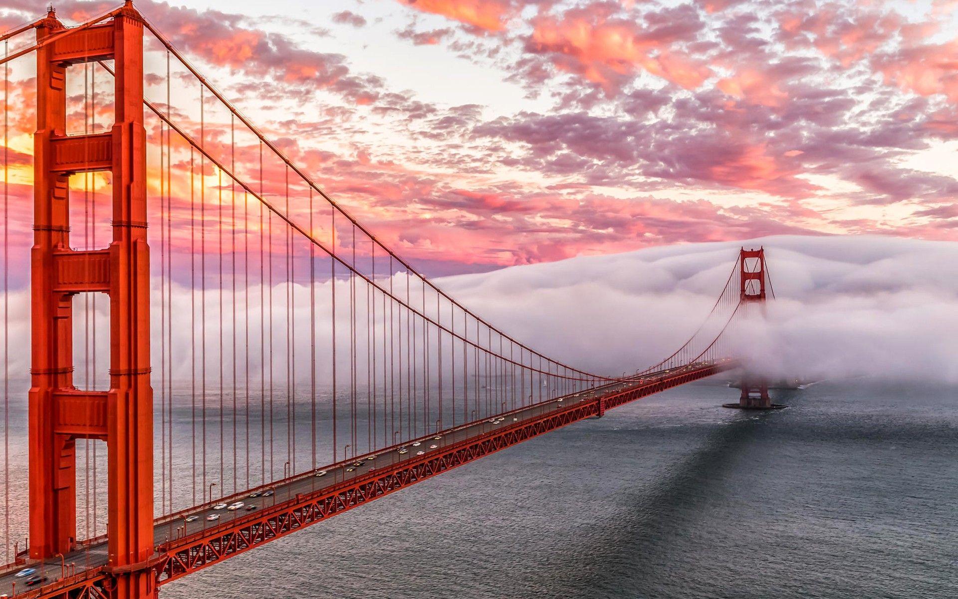 1920x1200 Golden Gate In Clouds San Fran wallpaper. Golden Gate In Clouds San Fran